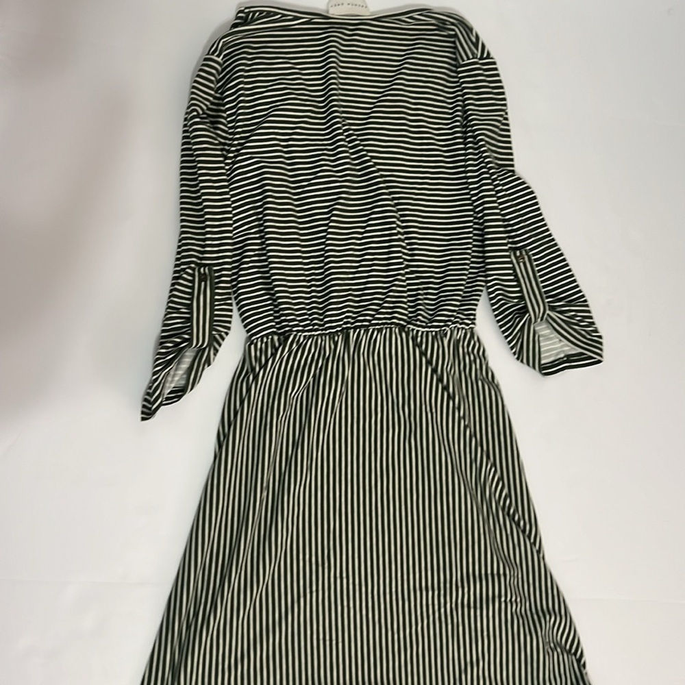 French Grey green and whitete stripe dress size medium - Picture 7 of 8